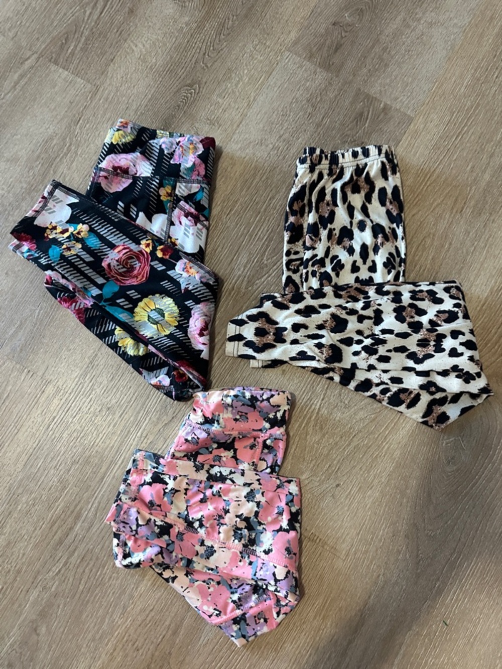 Girls Floral, Leopard and Pink Print Leggings Pack - Kids Bottoms BUNDLE
